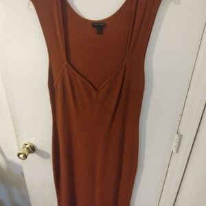 Banana Republic Sleeveless Ribbed Midi Dress in Rust New Without Tags.